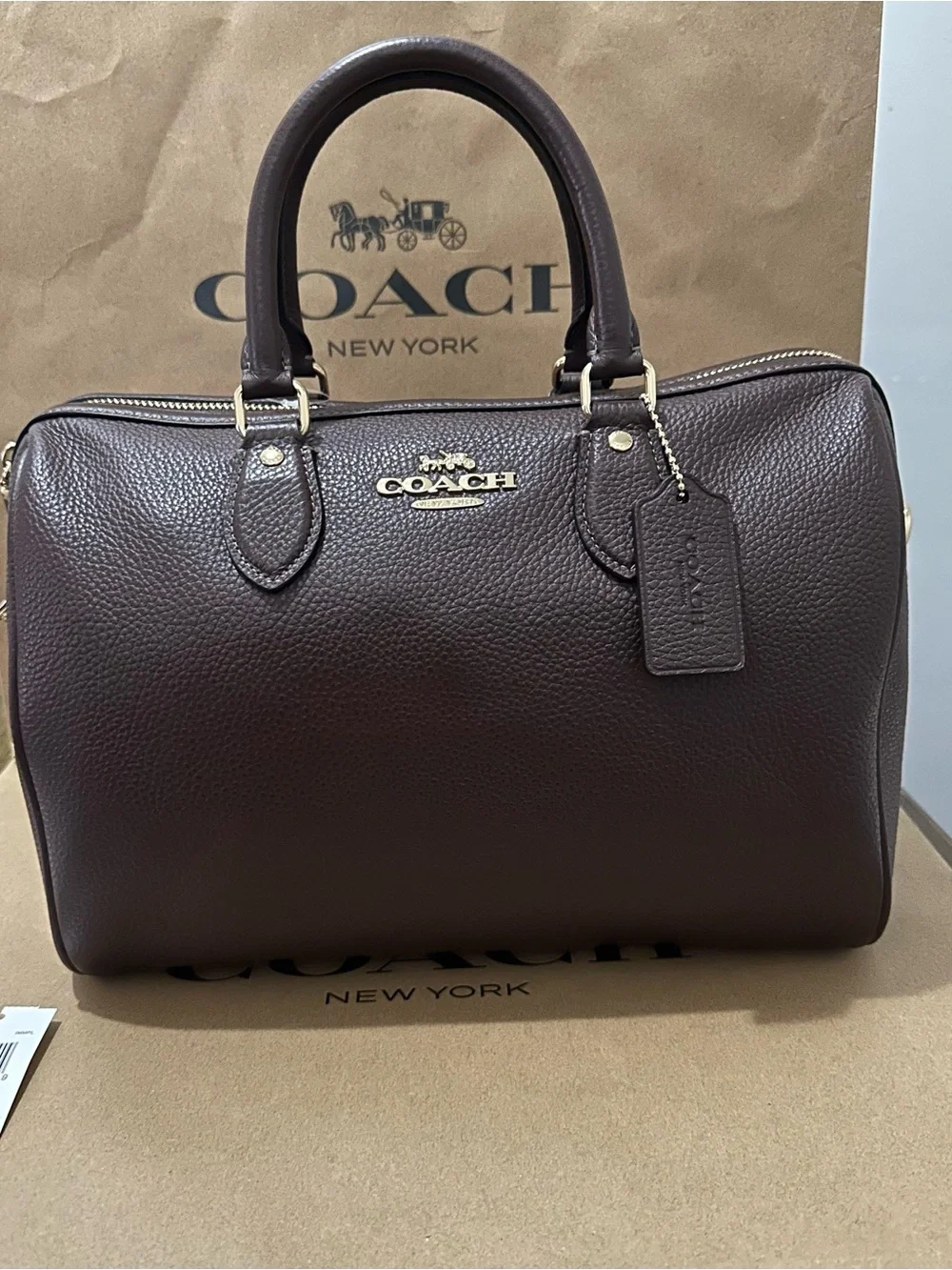 NWT Coach Rowan Large Satchel Bag in Maple CES11